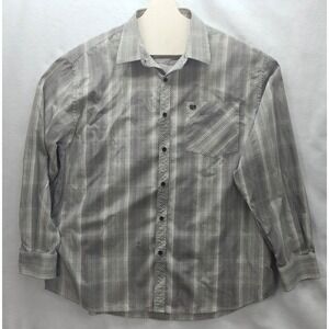 VINTAGE Phat Farm Button Up Dress Shirt Mens XXXL Beige Brown Plaid‎